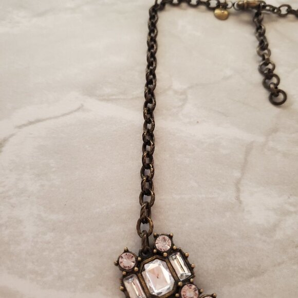 ✨ J.Crew Rhinestones Crystals Pave Cluster Antique Necklace ✨ - Picture 8 of 16